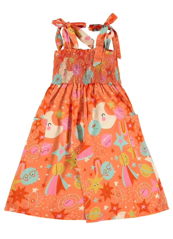 Três e Já - Macacão Infantil em Viscose Laranja 3