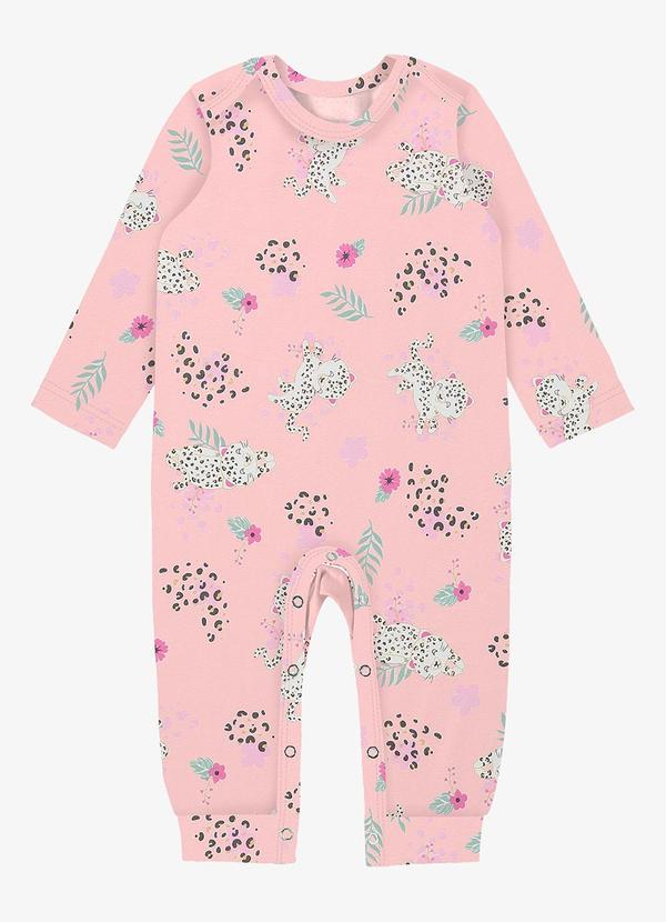 Rovi Kids - Macacão Infantil Feminino Estampado Rosa