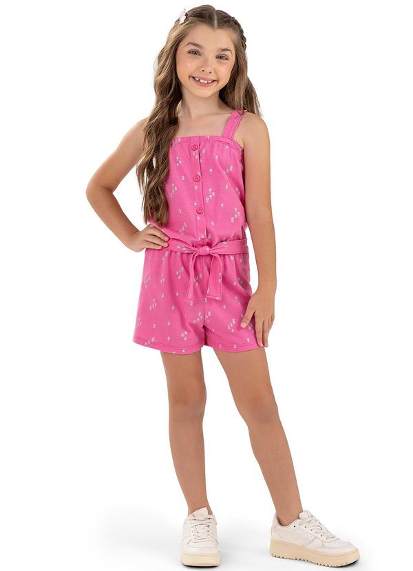 Elian - Macacão Infantil Menina Alças Elian Rosa