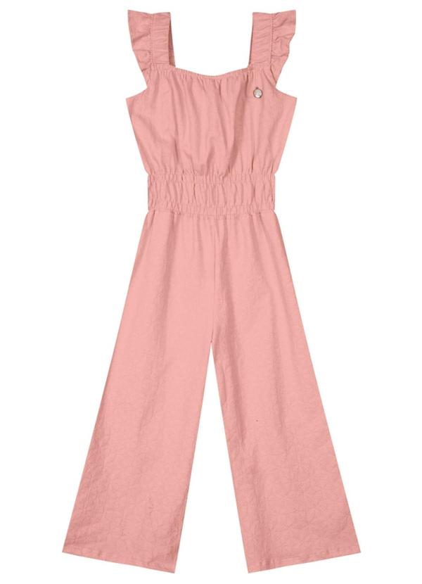 Brandili Mundi - Macacão Infantil Menina em Malha Rosa