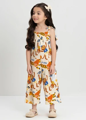 Up Baby - Macacão Infantil Menina EstampadoBege - UP BABY