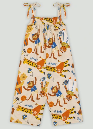 Up Baby - Macacão Infantil Menina EstampadoBege - UP BABY