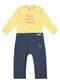 Abrange - Macacão Listrado e Jeans Escuro Baby Amarelo - variação: Amarelo