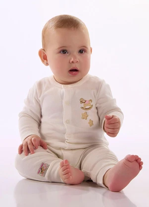 Up Baby - Macacão Longo para Bebê Unissex Branco - UP BABY