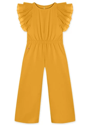 Lilica Ripilica - Macacão Manga Curta Infantil Feminino Amarelo - LILICA RIPILICA