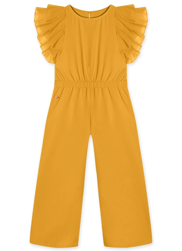 Lilica Ripilica - Macacão Manga Curta Infantil Feminino Amarelo