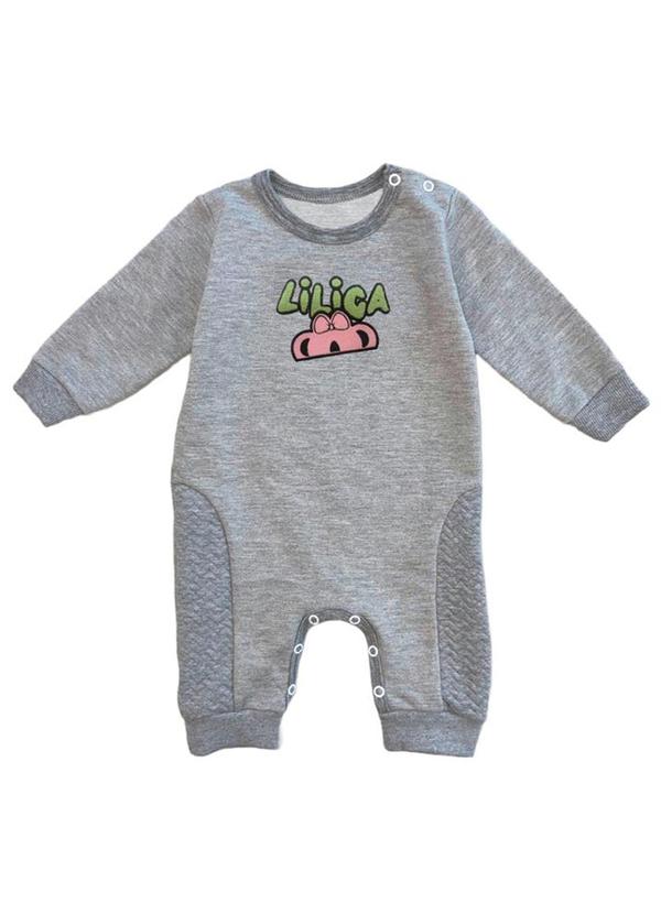 Lilica Ripilica - Macacão Manga Longa Bebê Feminino Cinza