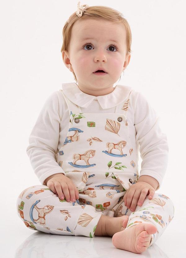 Up Baby - Macacão Manga Longa Unissex Bebê Off White