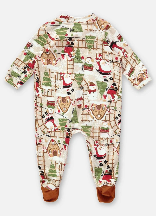 Up Baby - Macacão Natalino Unissex para Bebê Bege 3