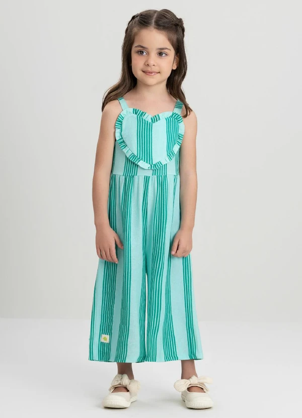Três e Já - Macacão Natureza para Menina Três e Já Verde