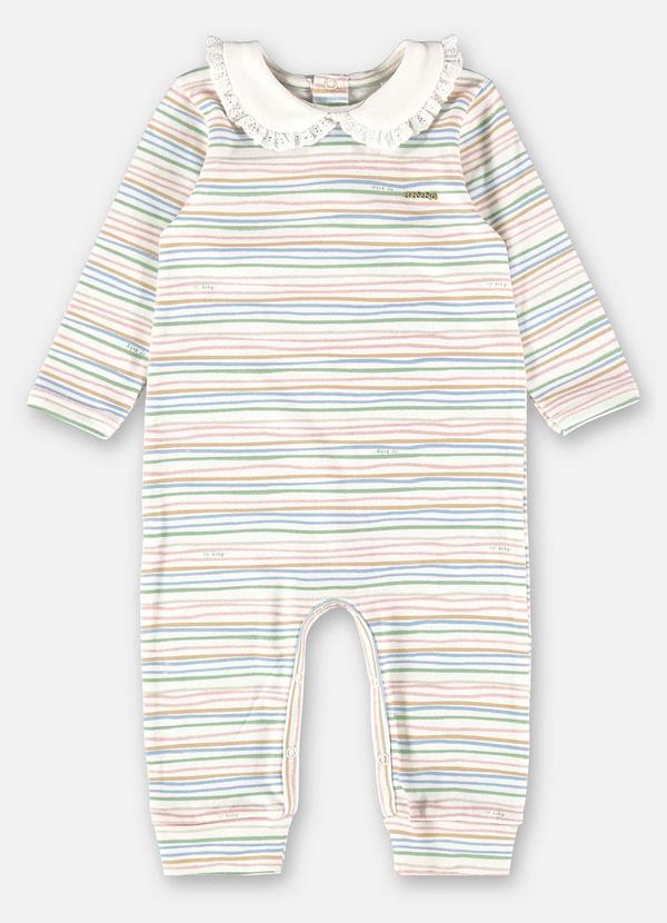 Up Baby - Macacão para Bebê Menina em Suedine Bege 2