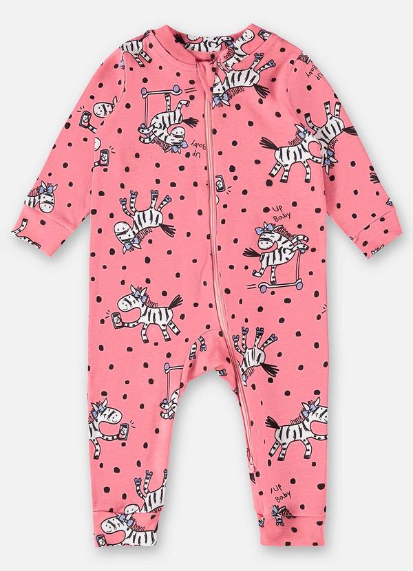 Up Baby - Macacão para Bebê Menina em Suedine Rosa