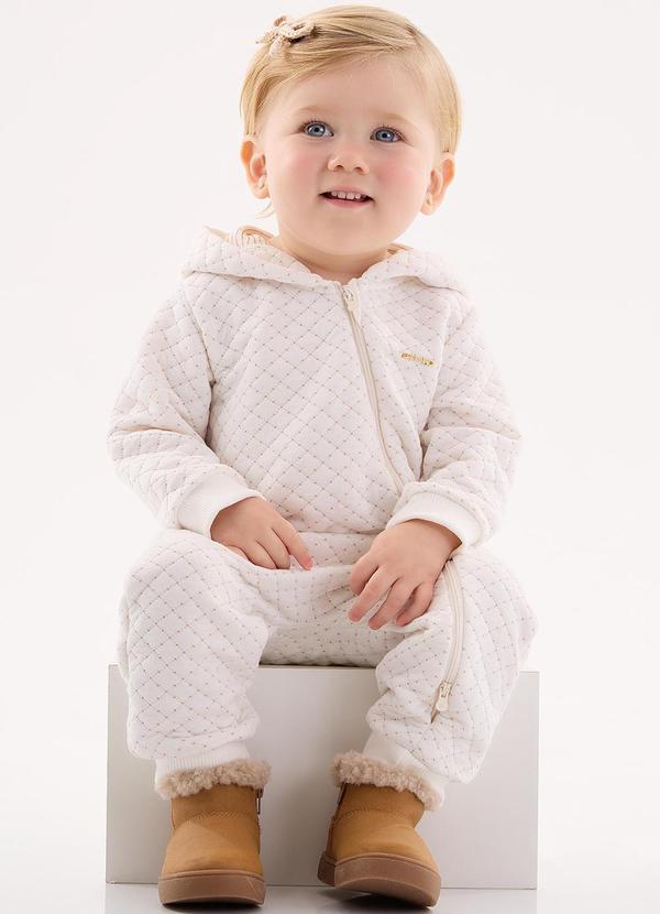 Up Baby - Macacão para Bebê Menina Off White