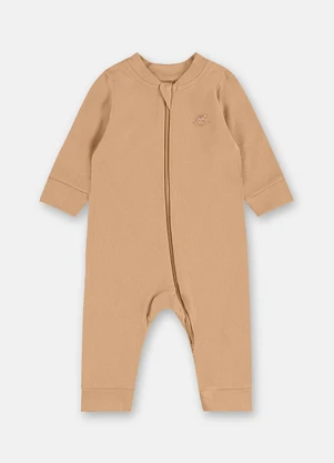 Up Baby - Macacão para Bebê Unissex Manga Longa Bege - UP BABY