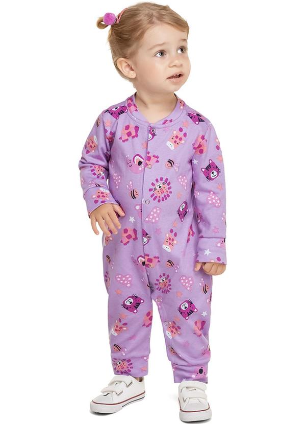 Alenice - Macacão Pequenos Bichos Menina Roxo