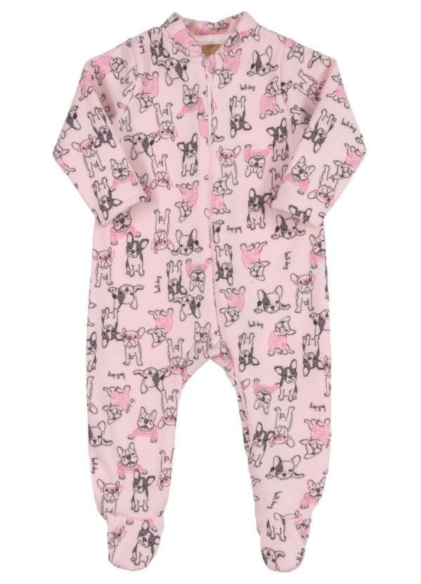 Up Baby - Macacão Pijama Bebê Menina Rosa