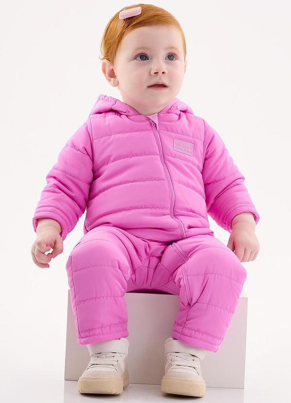 Up Baby - Macacão Puffer Unissex para Bebê Rosa