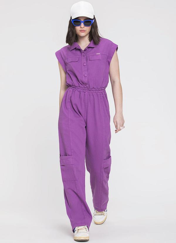 Sun Place - Macacão Sarja Juvenil Feminino Roxo