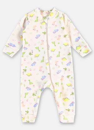 Up Baby - Macacão Suedine Bebê Menina Bege - UP BABY