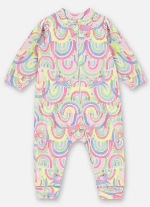 Up Baby - Macacão Suedine Bebê Menina Branco - UP BABY