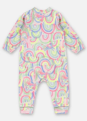 Up Baby - Macacão Suedine Bebê Menina Branco - UP BABY
