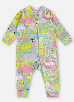 Up Baby - Macacão Suedine Bebê Menina Verde - UP BABY