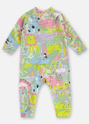 Up Baby - Macacão Suedine Bebê Menina Verde - UP BABY