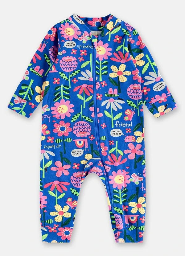 Up Baby - Macacão Suedine Zíper 2 Cursores Azul 1