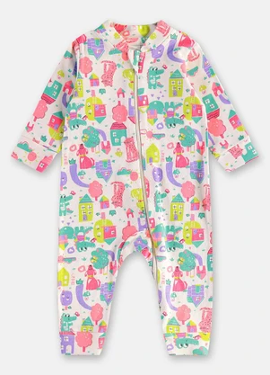 Up Baby - Macacão Suedine Zíper 2 Cursores Branco - UP BABY