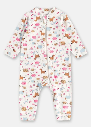 Up Baby - Macacão Suedine Zíper 2 Cursores Branco - UP BABY