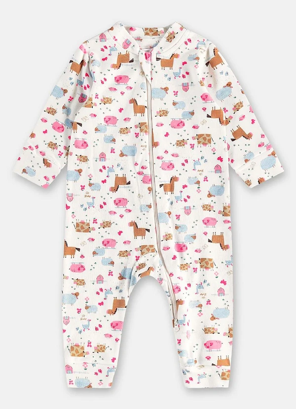 Up Baby - Macacão Suedine Zíper 2 Cursores Branco 1