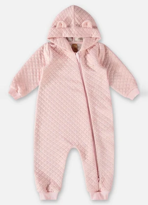 Up Baby - Macacão Texturizado para Bebê Menina Rosa - UP BABY