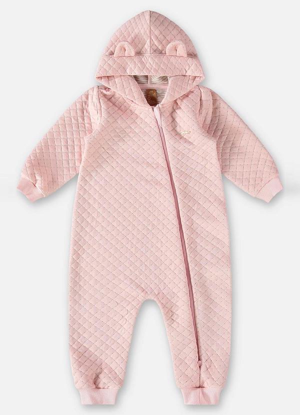 Up Baby - Macacão Texturizado para Bebê Menina Rosa