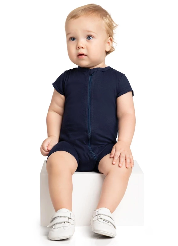 Marlan - Macacão Unissex Básico Meia Malha Penteada Azul