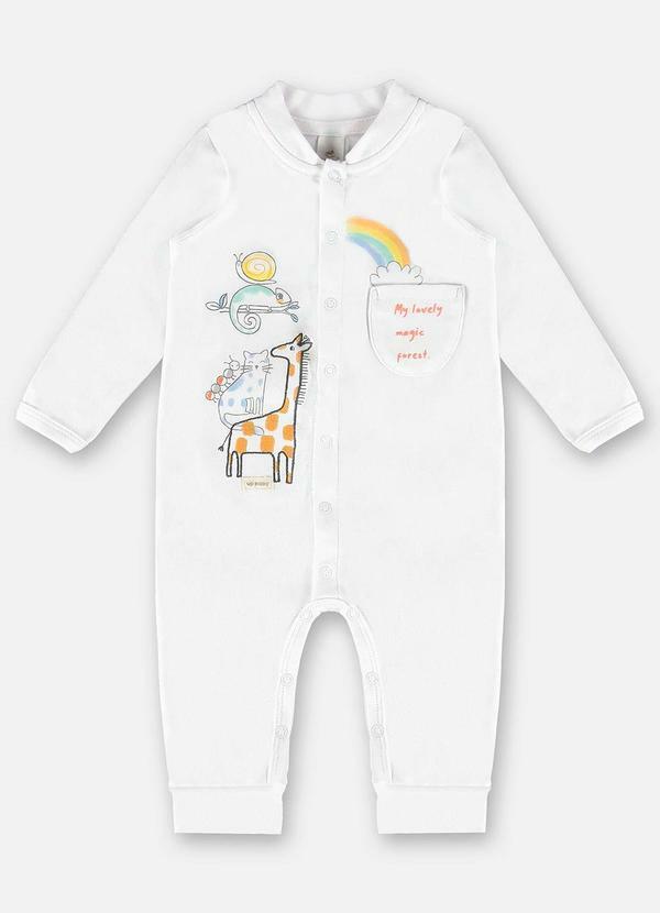 Up Baby - Macacão Unissex Bebê em Suedine Branco