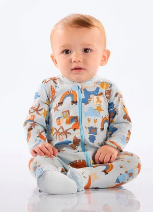 Up Baby - Macacão Unissex Bebê Suedine Comfy Azul - UP BABY