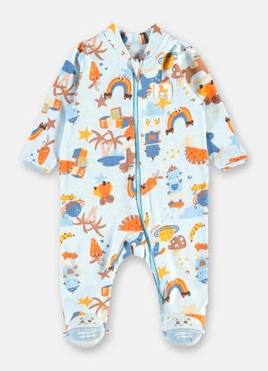 Up Baby - Macacão Unissex Bebê Suedine Comfy Azul - UP BABY