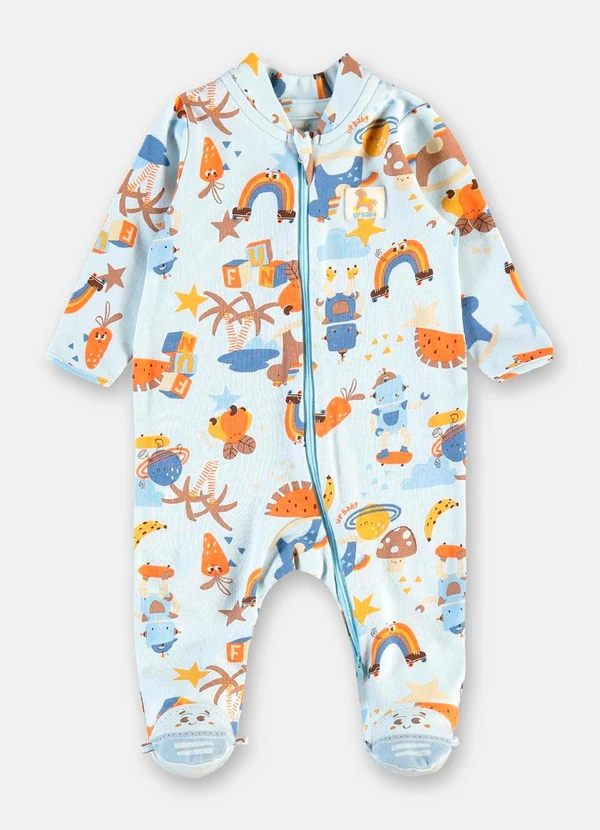 Up Baby - Macacão Unissex Bebê Suedine Comfy Azul 2