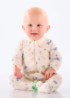 Up Baby - Macacão Unissex Bebê Suedine Comfy Bege - UP BABY