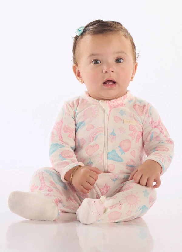 Up Baby - Macacão Unissex Bebê Suedine Comfy Branco 1