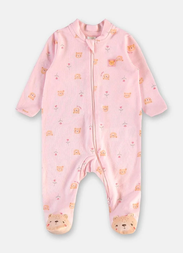 Up Baby - Macacão Unissex Bebê Suedine Comfy Rosa 2
