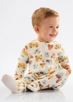 Up Baby - Macacão Unissex para Bebê em Suedine Bege - UP BABY