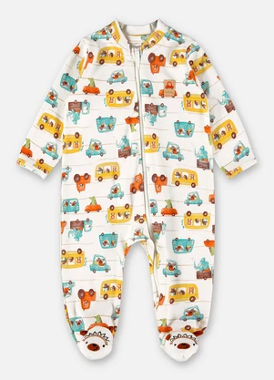 Up Baby - Macacão Unissex para Bebê em Suedine Bege - UP BABY