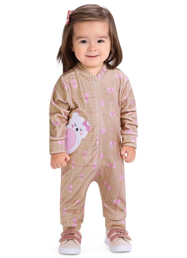 Alenice - Macacão Ursinho Dorminhoco Menina Bege 1