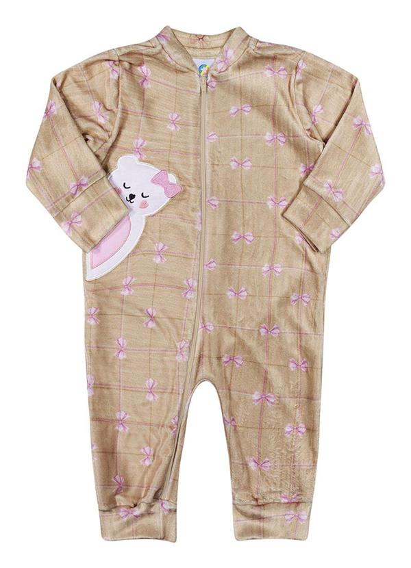 Alenice - Macacão Ursinho Dorminhoco Menina Bege 2