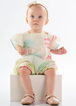 Up Baby - Banho de Sol Bebê Menina em Viscose Rosa - UP BABY