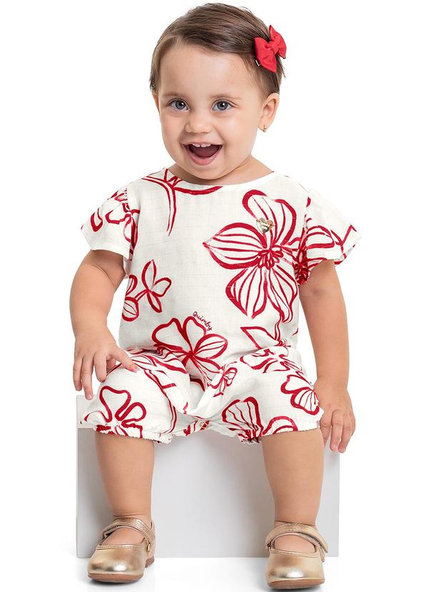 Quimby - Banho de Sol Floral para Bebê Vermelho