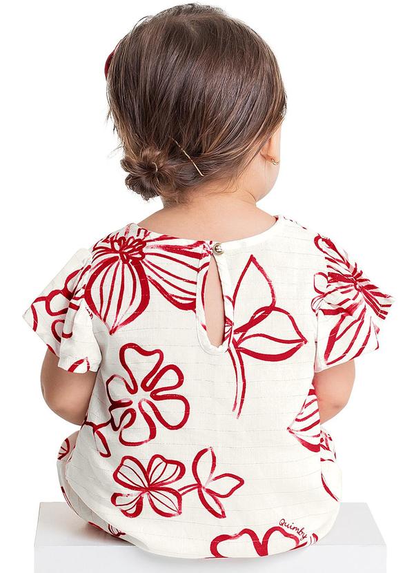 Quimby - Banho de Sol Floral para Bebê Vermelho 2