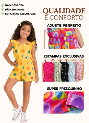 Rosa Azul - Kit 4 Macaquinhos Verao Menina Multicor - ROSA AZUL