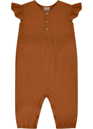 Milon - Macacão Bebê Menina Marrom - MILON